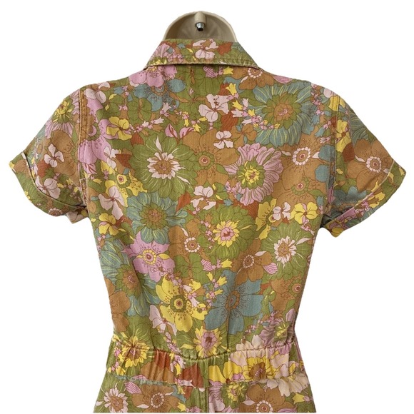 Show Me Your MuMu XS Denim Floral Boho Cannon Romper Groovy Blooms Extra Small - Picture 6 of 13